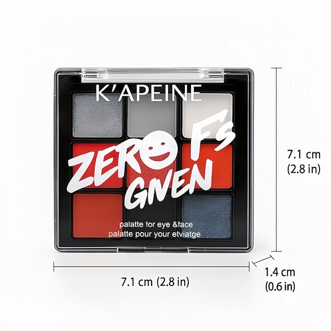 K'APEINE Eyeshadow Palette, 9Colors Red Black Eye Shadow Goth Smokey Eyeshadow Palette Soft Finish Eye Makeup Kit for Halloween, Cosplay, Stage Show & Daily Life