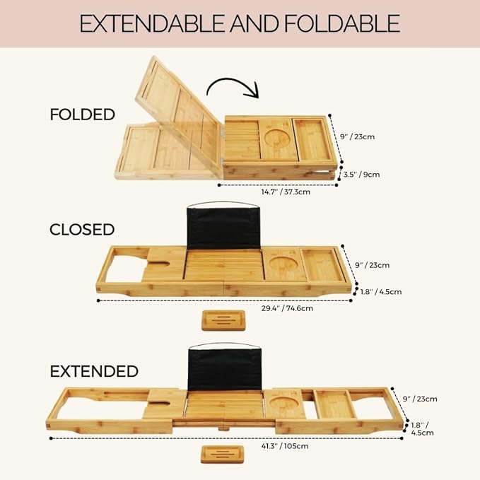 Bathtub Tray and Full Body Bath Pillow Set - Foldable Bath Tray for Tub and Full Body Bath Cushion for Ultimate Relaxation - Perfect Self Care Gift, Bath Accessories for Women, Spa Gifts for Women.