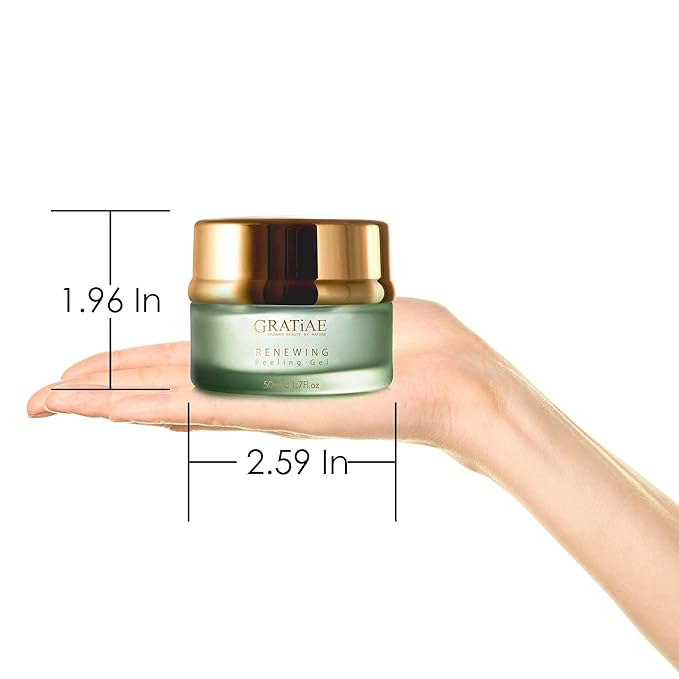 Gratiae organic renewing Peeling gel face mask, mild face cleanser with witch hazel, Deep cleans, removes dead skin cells and blackheads, anti-aging skin care, 1.7 Fl oz