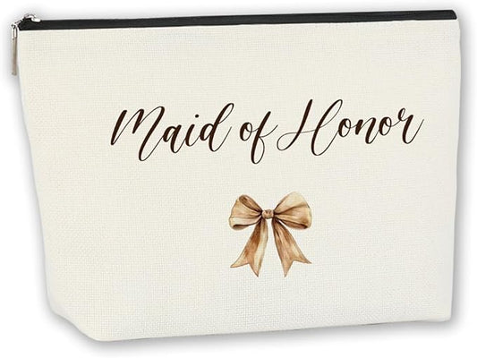 Maid of Honor Gift Maid of Honor Keepsake - Personalized Makeup Bag, Bridal Shower Essential & Bachelorette VIP Gift for Bride Bestie Sister Fiance