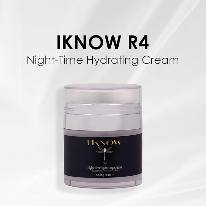 IKNOW R4 Night-Time Hydrating Cream, Hyaluronic Acid Restorative Night Cream, Revitalize with R4 Skincare, Moisturizer Face Cream, Hydrating Skincare for Renewing Night-Time Routine, (1.7oz)