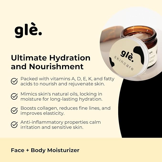 Gle Skincare Beef Tallow Face & Body Moisturizer with Manuka Honey – 100% Natural Hydrating Cream for Dry, Sensitive & Mature Skin – Grass-Fed Tallow Balm for Deep Nourishment & Skin Repair