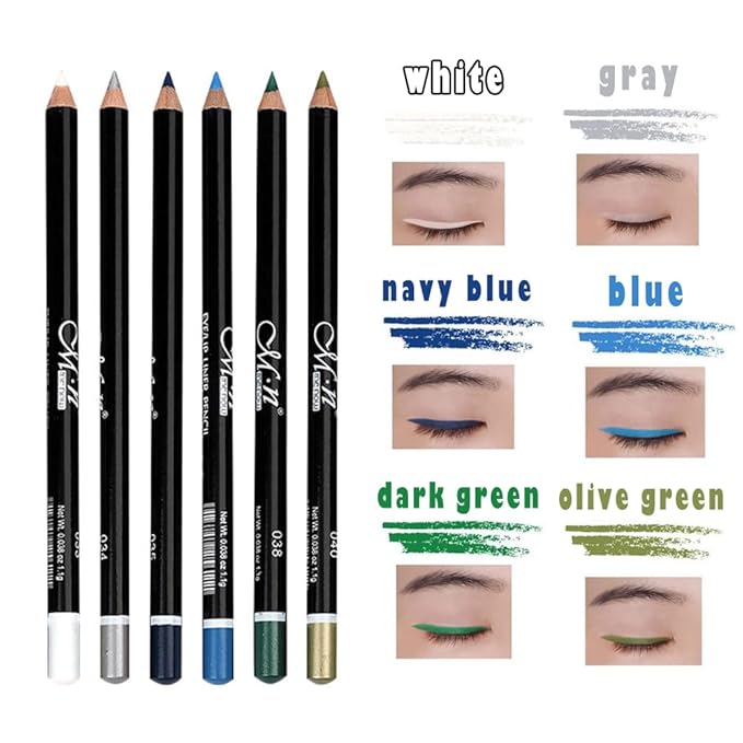Eye Liner Pencil Set - 12 Assorted Colors Natural Matte Long Lasting Hypoallergenic Eyeliners Eye Makeup Soft Crayon Pencils (Black Gray Brown Plum Purple Lavender Pink etc)