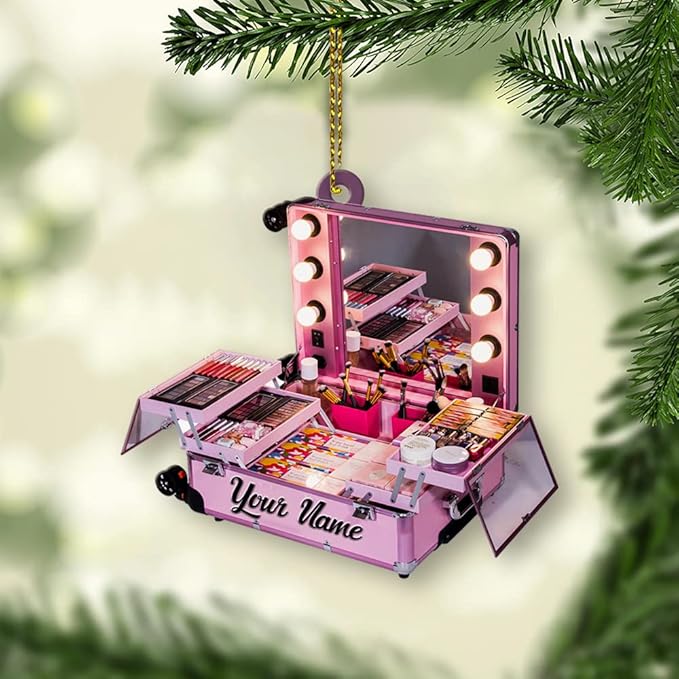 Personalized Name Makeup Box Shape Flat Ornament Makeup Ornament Girl Makeup Artist Christmas Ornament Makeup Stylist Ornament 3
