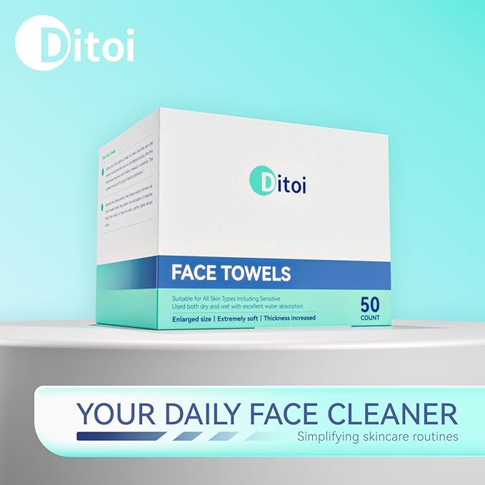 Ditoi Disposable Face Towels,Ultra Thick Face Towelettes XL, Lint-Free Facial Wipes for Makeup Removal & Gentle Skin Care,10"×12", 200 Count (4 Pack),Pearl-textured