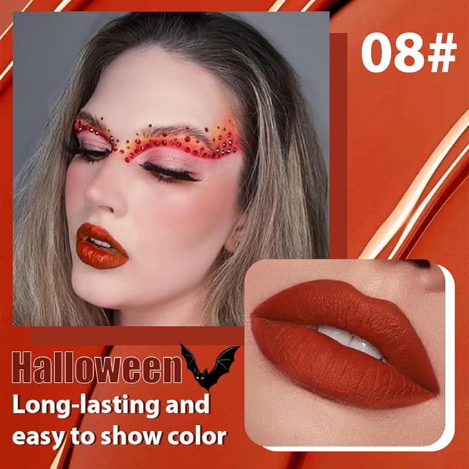 Red Matte Lipstick for Women,Liquid Lipstick,Long Lasting Waterproof Lightweight Comfortable Non-Drying Bold Dark Lip Gloss for Gothic Stage Makeup,Cruelty Free