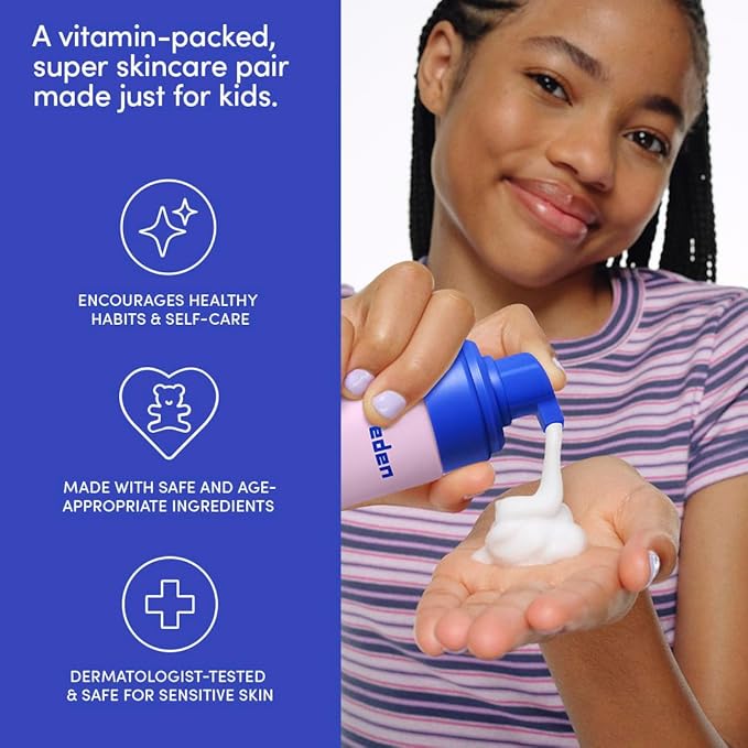 Evereden Kids Routine Bundle - Detangling Shampoo and Conditioner + Multi-Vitamin Face Wash and Face Cream for Kids 3+