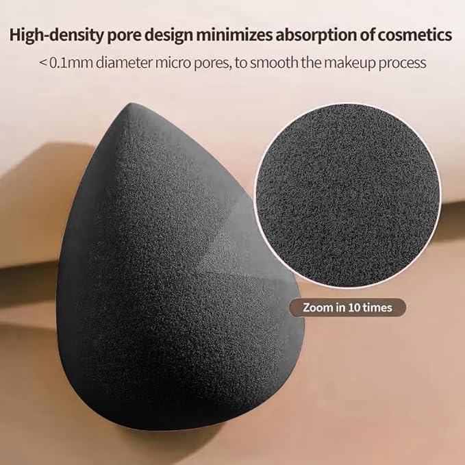12 Pcs Black Makeup Sponges for Foundation Bulk Latex-Free Reusable big Beauty Sponge Blender Cosmetic Applicator For Powder Cream and Liquid Makeup Tools Set