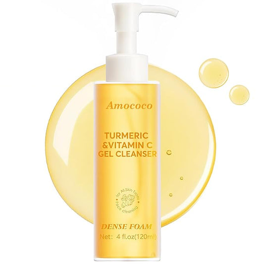 Turmeric & Vitamin C Gel Cleanser - 4 fl oz | Deep Cleansing, Hydrating & Radiance - Boosting for Most Skin Types