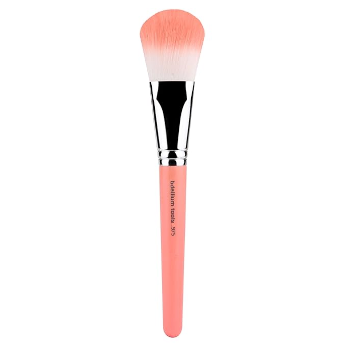 Bdellium Tools Professional Makeup Brush - Pink Bambu Series 975 Mixed Powder - With Soft Synthetic Fibers, For Powder Application (Pink, 1pc)