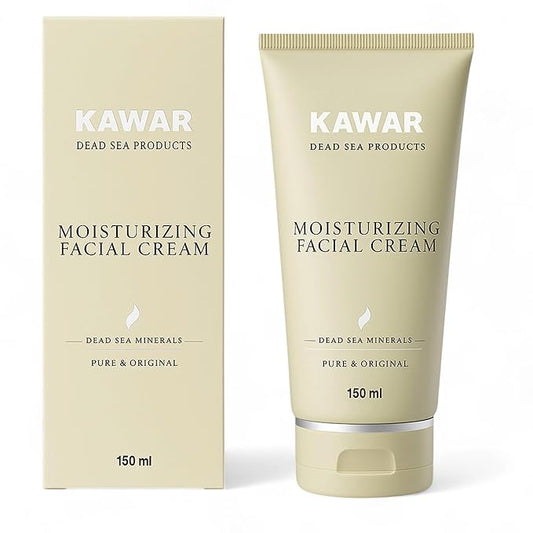 KAWAR Dead Sea Face Moisturizer with Hyaluronic Acid, Niacinamide & Ceramides, Skin Feels Softer and Smoother, Long-Lasting Hydration, Fast-Absorbing, Vegan Moisturizer for Men & Women, 5.1 fl oz