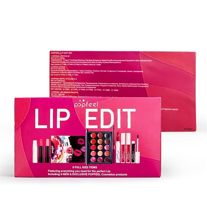 Lip Makeup Kits for Women, Lip Makeup Set for Beginners, Christmas Day Gifts for Women Girls, Lip Cosmetics Essential Bundle Include Lipstick Palette,Lip Brush