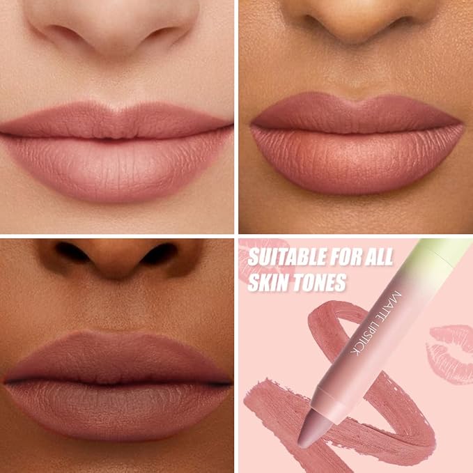 BINGBRUSH 2in1 Matte Lip Liner and Lipstick Combo, Lipstick for Women, Longwear Waterproof Lip Liner Pencil, Matte lipstick Smudge Proof lipstain, Women's Long Lasting Lip Makeup (01#Rose Latte)