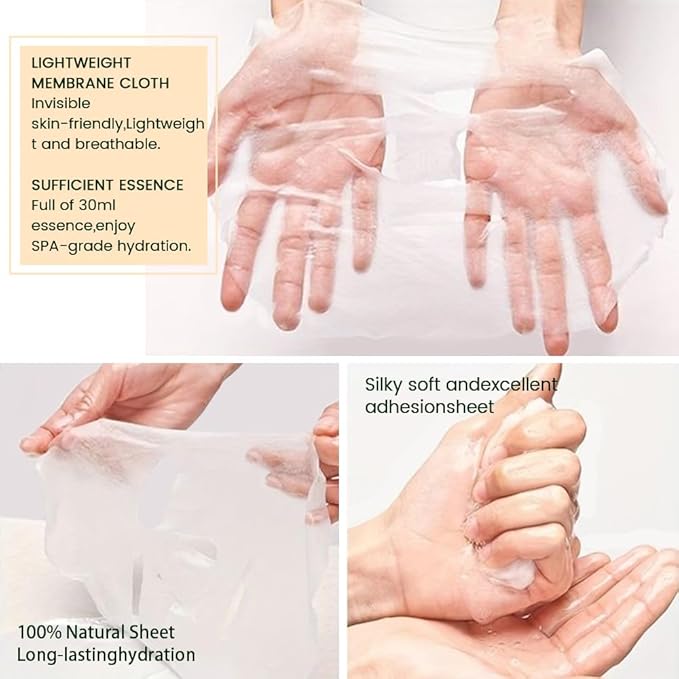 Honey Face Sheet Mask Skincare,Hydrating Spa Face Mask For Sensitive Skin,Moisturize,Nourish for All Skin Types,Natural Skin Care Spa Face Mask for Women Men Girls,Pack of 6