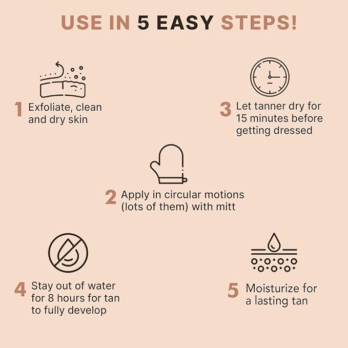 Self Tanner Mousse - USA Made with Natural & Organic Ingredients, Self Tanning Mousse for Dark Fake Tan, Sunless Tanner, Clear & Non Toxic Tanning Foam for Streak Free Finish & Natural Glow