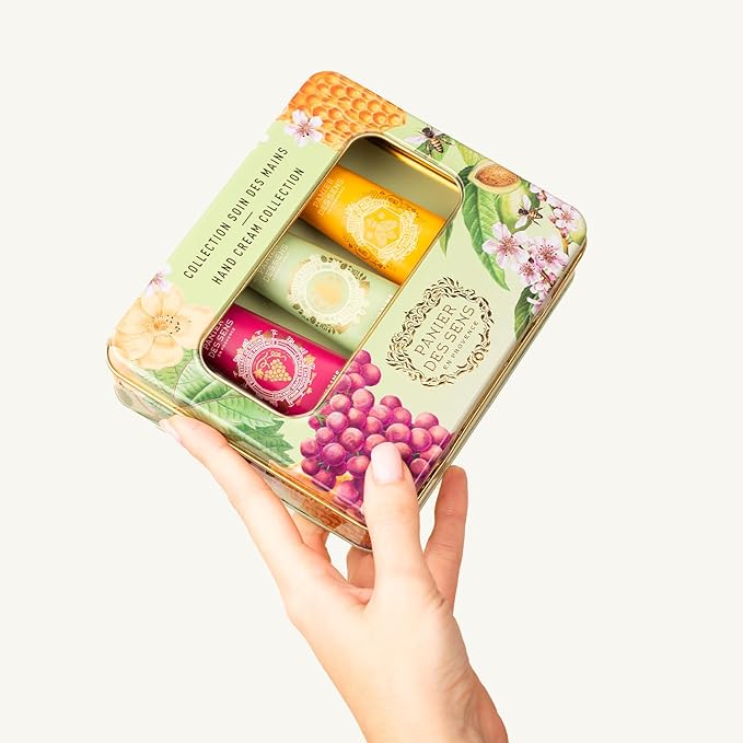 Panier des Sens - Mini Hand Cream Set - Birthday, Gifts for Women - Almond, Honey, Grape Natural Hand Cream - Gift Ideas Made in France - 97% Natural - Hand Lotion Travel Size 3x1 Floz
