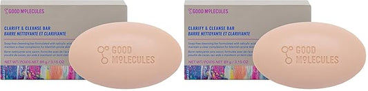 Good Molecules Clarify and Cleanse Bar - Soap Free Bar with Salicylic Acid, BHA for Skin Tone Balancing and Cleansing - Body and Facial Cleanser, Skin Care for Face (Pack of 2)