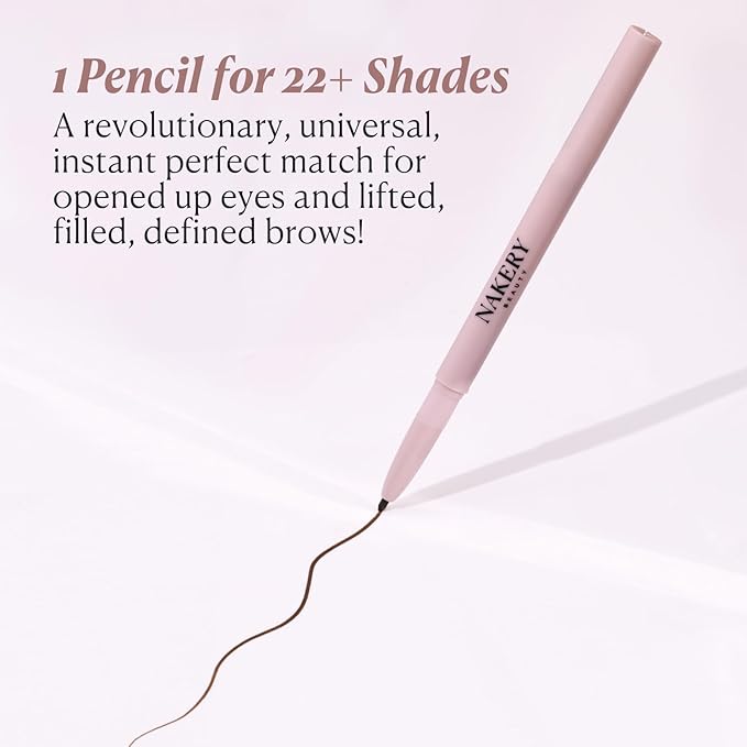 Nakery Universal Eye Brow Pencil Duo - 3-in-1 Eyebrow Pencil with Color-Adapt Technology for Natural & Flawless Brows - Precision Eyebrow Liner Infused with Castor Oil, Hyaluronic Acid & Vitamin E
