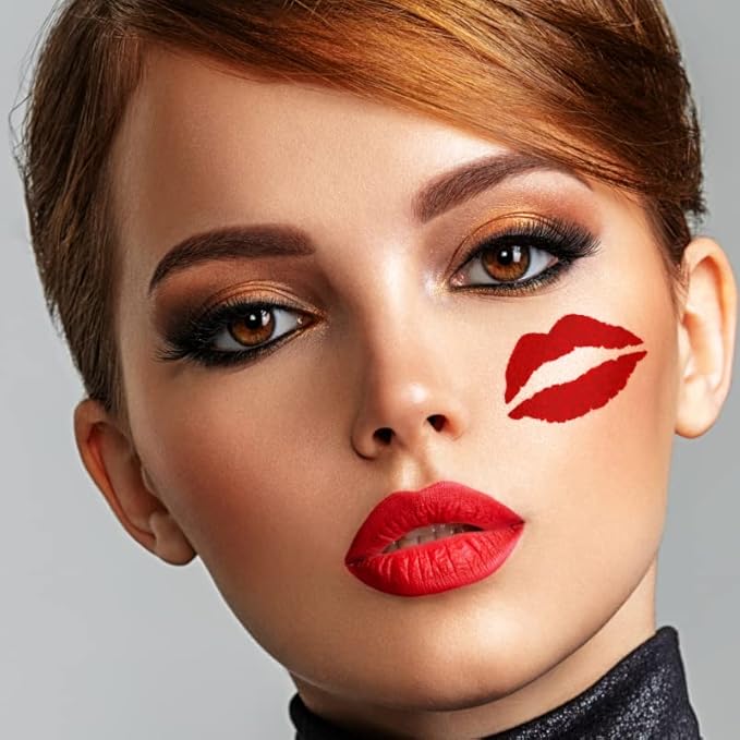 Stencil1FX - Kisses Eye Makeup Stencil for Costumes, Dress Up, Halloween, Cosplay, Arts, Face Painting, Valentine's Day, Pride, Love