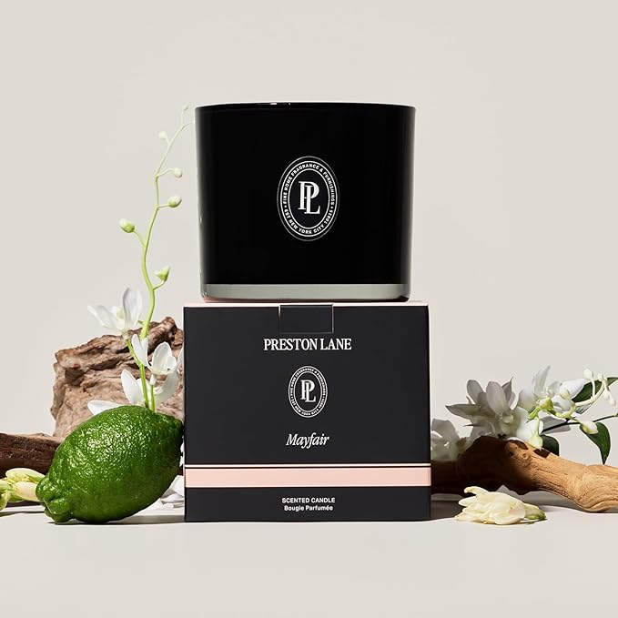 Preston Lane The Deluxe 3-Wick Candle, Scented Candle with Vegan, Soy Wax Blend, Mayfair, 24 Oz