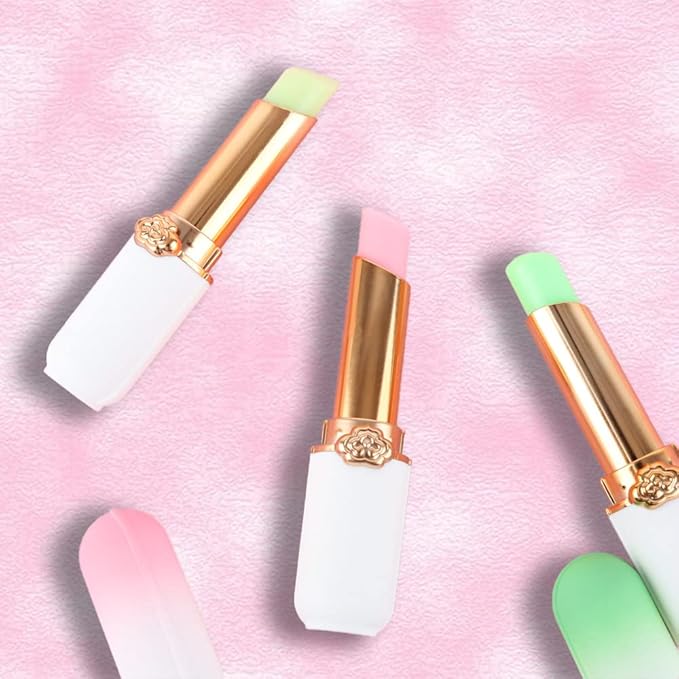 BINGBRUSH Peach Color Changing Lipstick,Moisturizer Long Lasting Lip Care Lip Balm Magic Lip Gloss Lip Tint Stain Gloss Set for Women (3 pcs Aloe + Peach + Avocado Lipstick)