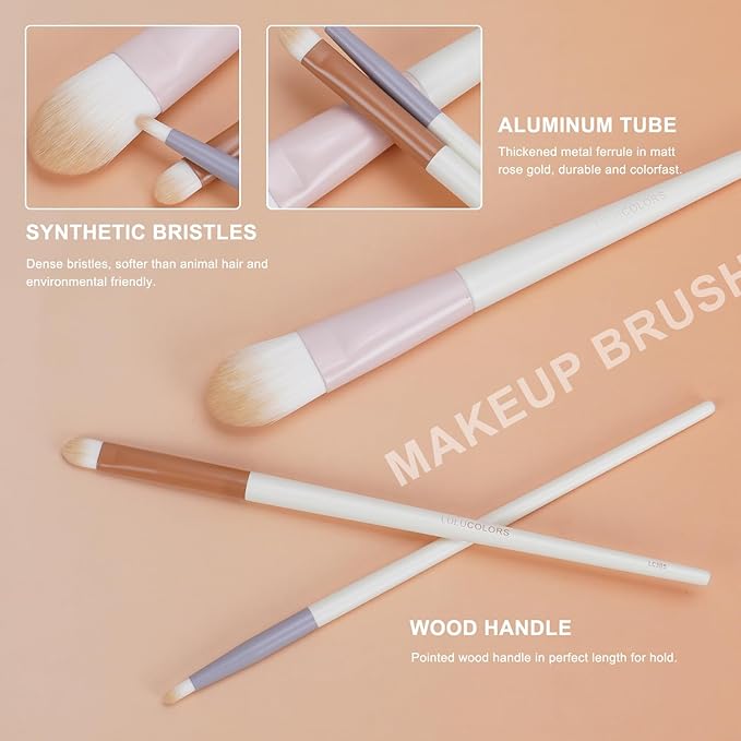 Colorful 3-PCS Foundation Brush Set with Latex-Free Makeup Sponge and Travel Pouch-Soft,Cruelty-Free Synthetic Bristles, Brushes for Foundation, Concealer, and Detail Application