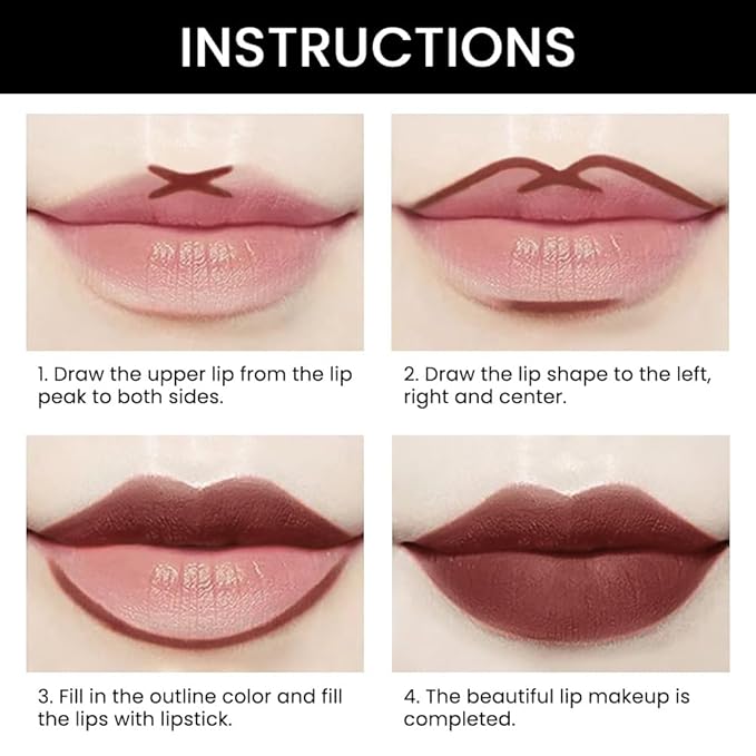 BINGBRUSH 3Pcs Double Ended More Buff Truffle Taupe Matte Lip Liner and Lipstick Makeup Combo Set for Women,Lipliner 24 Hours Original Waterproof Long Lasting Lip Stains Pencil Kit Set