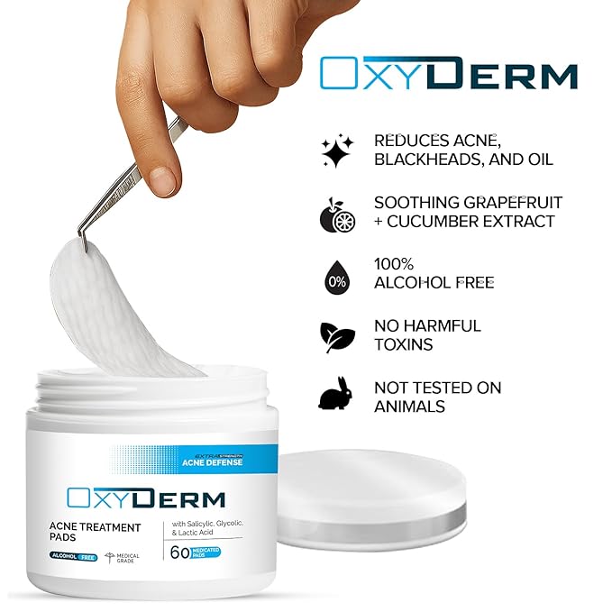 Acne Treatment Pads- Eliminates Pimple, Whitehead, blackhead, & Cystic Breakouts. Clear Clogged Pores, Oily Skin, Blemish, Dark Spots & Improve Skin Texture. 60 count