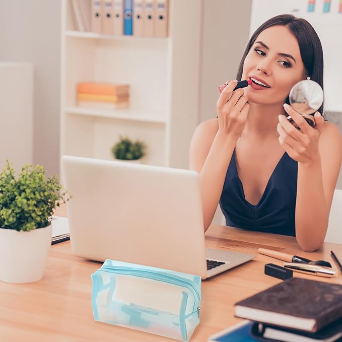 6 Pieces Mesh Makeup Bags Mesh Cosmetic Bag Portable Travel Organizing Zipper Pouch Toiletries Makeup Pouches for Home Office Travel Accessories