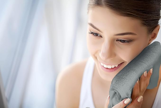 Softolle 100% Cotton Washcloths 60 Pack (12x12 Inches) Soft, Highly Absorbent Washcloth, Face Towels, Wash Cloths for Face, Ring Spun, Bulk Pack (Silver Grey)