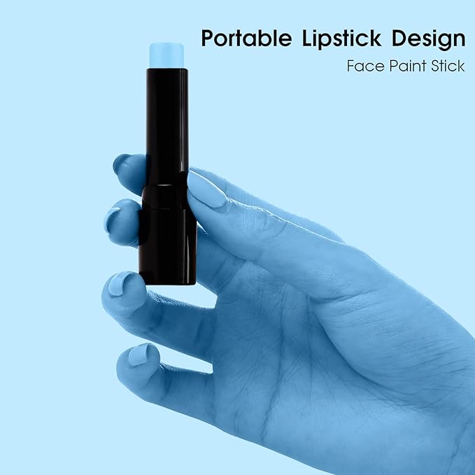 BADCOLOR Light Blue Face Body Paint, Pale Blue Eye Black Stick for Football/Baseball/Softball, Hypoallergenic Grease Sticks for Corpse Bride Halloween SFX Avatar Sally Makeup