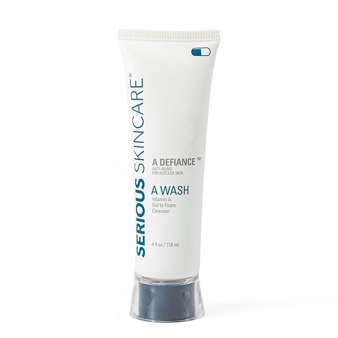 Serious Skincare - Gentle Cleansing and Exfoliating Retinol Facial Wash - Skin Hydrating Gel to Foam Cleanser - Clarify Pores - Removes Makeup, Oil, and SPF - Avena Sativa Extract - 4 Fl. Oz.