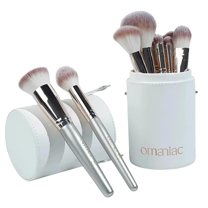 OMANIAC Makeup Brush Set 20Pcs with Storage Case.Used for Powder,Foundation,Highlight,Eye Shadow,Concealer,etc.Suitable for Makeup Beginners,Best Gift for Women/Girls（Silver）