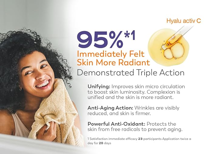 Eau Thermale Jonzac Organic Hyalu Activ C Serum for Face & Eyes - Optimized Vitamin C 5x More Stable With Hyaluronic Acid - Anti-Wrinkle - Brighter & Plumped Skin - 1.01 Fl Oz