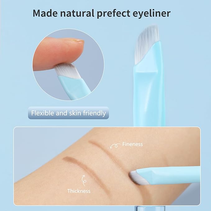 MSQ Eye Makeup Brushes 8pcs Eyeshadow Makeup Brushes Set with Bag Soft Synthetic Hairs for Eyeshadow, Eyeliner, Blending, Concealer, Nose Shadow, Blue