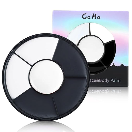 Go Ho Black and White Face Body Paint,Cream Washable Formula Face Painting for Adults Children Halloween Cosplay,Body Paint SFX Makeup Palette,Professional Skeleton Skull Face Paint