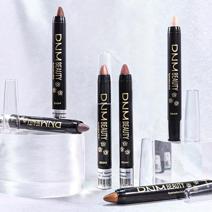 evpct Champagne Shimmer Cream Eye Shadow Brightener Sticks Set for Eyes, Champagne Shimmery Matte Pencil Eye shadow Applicator Stick Pen Palette Makeup Waterproof sombras en crema para ojos 17#