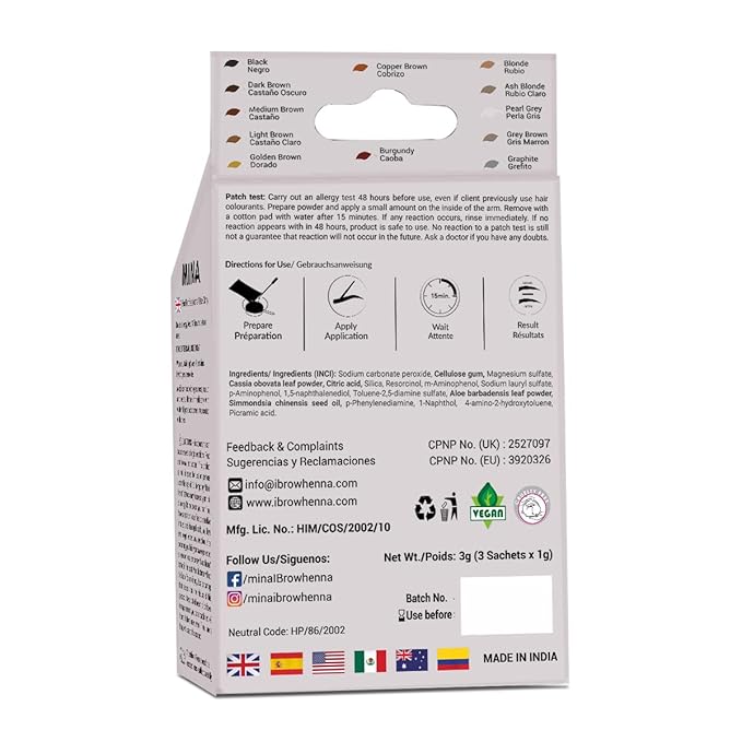 MINA ibrow Henna Professional Tint Kit With Brush Combo Pack | Long Lasting Upto 6 weeks | Spot Colouring Effects | Upto 30 Applications (Pearl Grey)