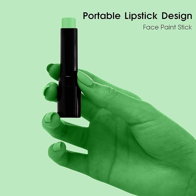 BADCOLOR Light Green Eye Black, Lime Green Face Body Paint for Sports St. Patrick's Day Camouflage Hunting Hulk, Washable Painting Sticks for Halloween Costume SFX Cosplay Witch Grinch Makeup