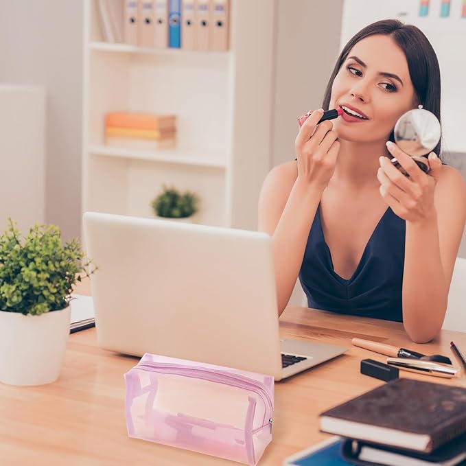 6 Pieces Mesh Makeup Bags Mesh Cosmetic Bag Portable Travel Organizing Zipper Pouch Toiletries Makeup Pouches for Home Office Travel Accessories