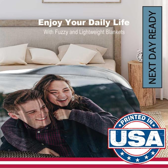 Ships Next Day, Personalized Photo Blankets for Girlfriend Gifts Mom Gifts, Custom Wife Blankets with Picture Flannel Throw Blanket for Boyfriend Couples Gifts