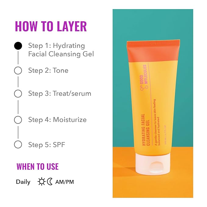 Good Molecules Hydrating Facial Cleansing Gel - Face Wash with Rosewater and Pineapple Extracts to Brighten, Cleanse, and Moisturize - Facial Cleanser, Skin Care