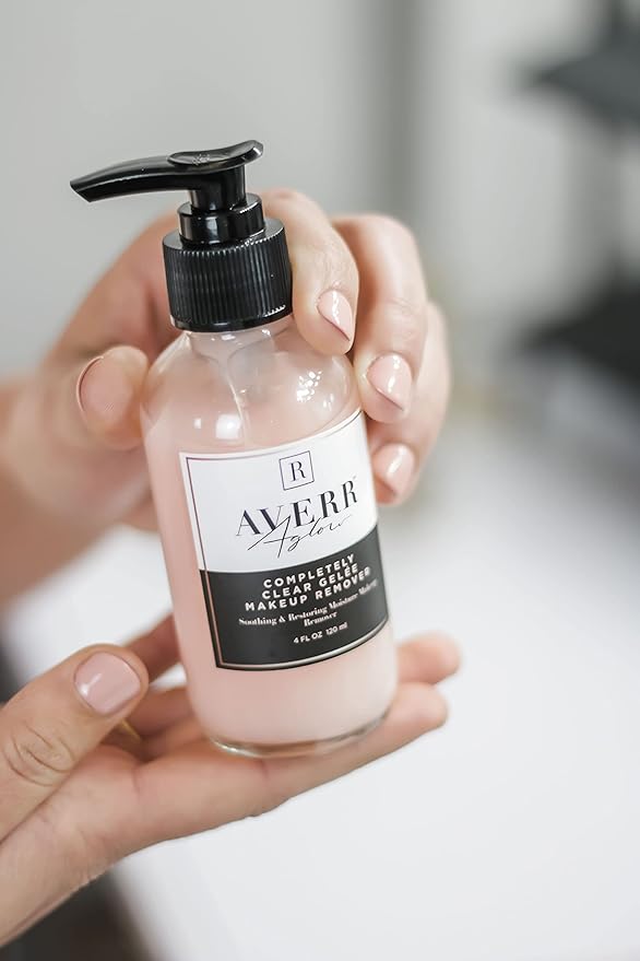 Averr Aglow Completely Clear Gelée Makeup Remover, Face Care, Boost Collagen, Calm Skin, Natural Plant Based Solution Facial Cleanser, Removes Waterproof Makeup