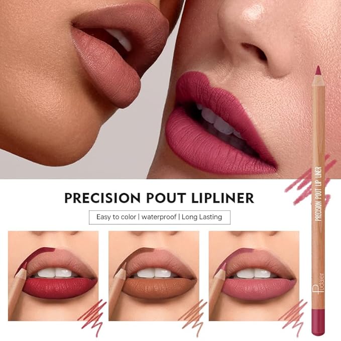 12 Pcs Pink Nude Brown Lip Liner Makeup Set - Waterproof & Smudge-Proof Matte Pencil Lip Liner Pack, Long-Lasting & Durable, Smooth & Easy Glide, Non-Smudge, Contouring, Filling & Layering (Set B)