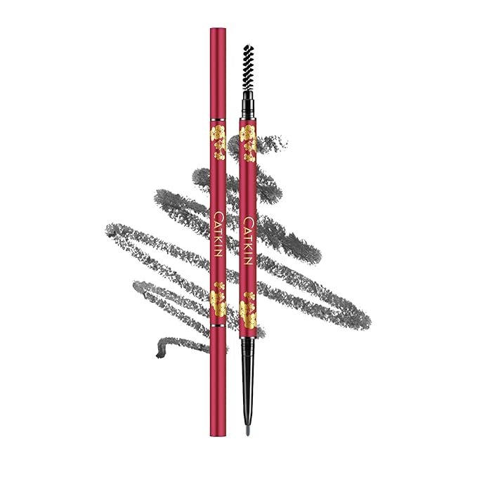 CATKIN Ultra-Fine Automatic Eyebrow Pencil, Smudge-Proof & Waterproof Formula, High-Pigment, Built-in Spoolie Brush, Natural Looking Brows Stay All Day (C04 Grey)