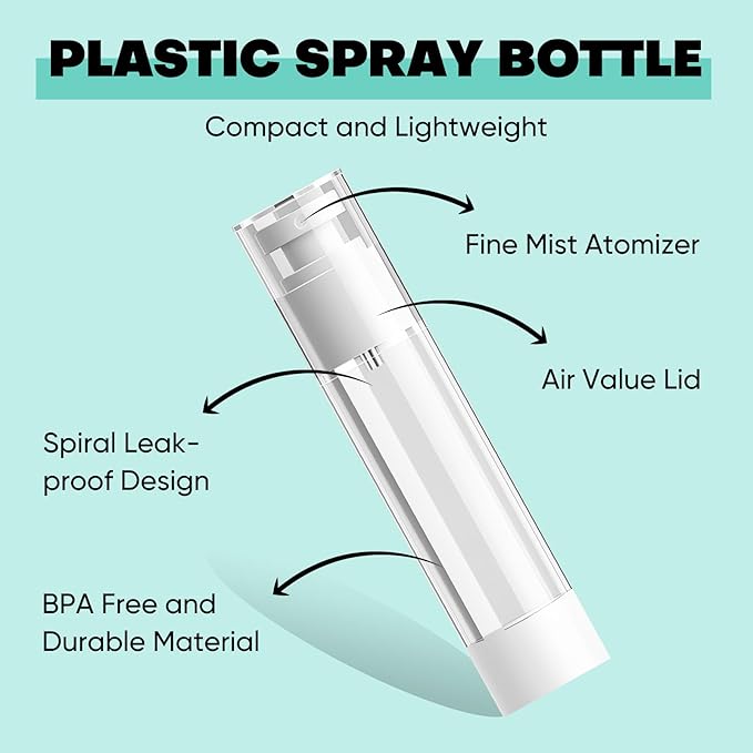Airless Pump Bottles Travel Size 3.4oz/100ml - Refillable Travel Bottles for Toiletries - Leak Proof Airless Dispenser with Dustproof Cap for Skincare and Lotion