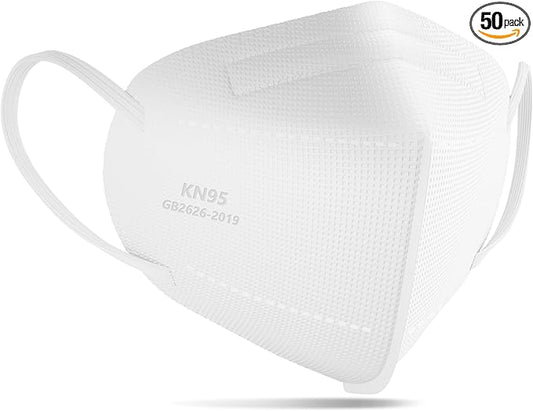 TOPMAX KN95 Face Mask 50 Pack 5-Ply Breathable Filter Efficiency≥95% Protective Cup Dust Disposable Masks Against PM2.5 White
