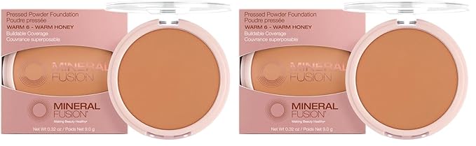 Mineral Fusion Pressed Powder Foundation, Warm 6, 0.32 Ounce (Pack of 2)