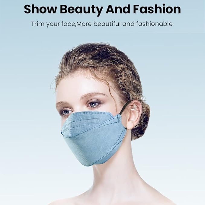 100Pcs KF94 Masks, Individually Wrapped 3D Fish Type Masks for Adult, 4 Layer Protective Face Mask