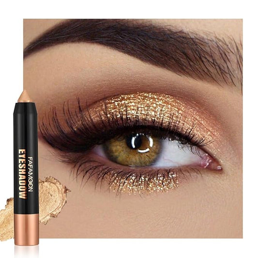Monochrome Cream Glitter-Shimmer Eye Shadow Stick Palette makeup | 2-in-1 Eyeshadow & Eyeliner Pencil for Women | Waterproof, Vegan & Cruelty-Free | Sombras Para Ojos | 01 Shimmer Light Gold